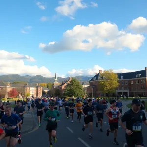 Scenic route of the BCS Marathon with runners