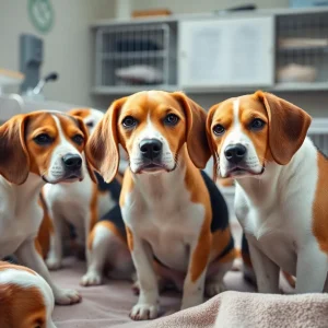 Two beagles in a safe and caring environment