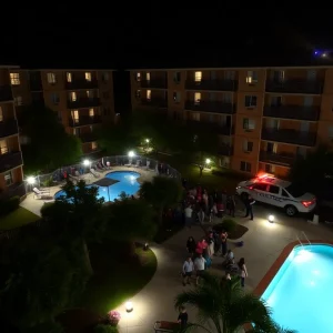 Police at Campus Village Apartments during shooting investigation