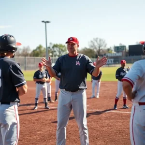 Cliff Pennington coaching on the baseball field at Texas A&M.