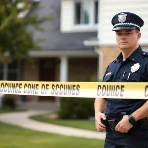 Police officer at a domestic violence crime scene in College Station.