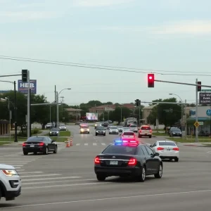 Police at the scene of a major vehicle accident in College Station