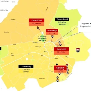 Map showing proposed school zoning adjustments for CSISD