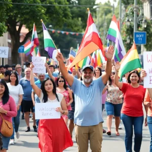 Tenafly community celebrating Edan Alexander's return with flags and banners