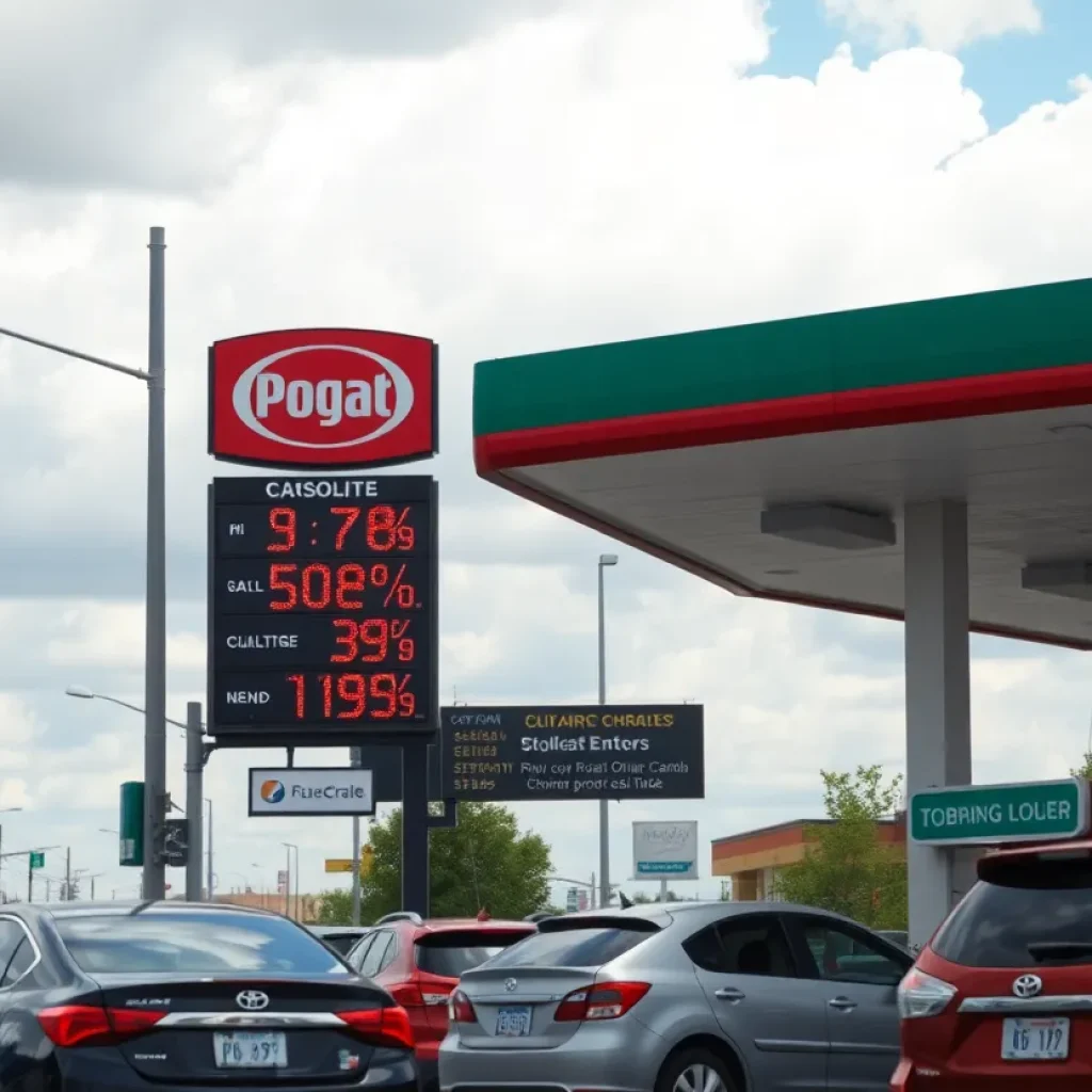 Gas station in Texas with fluctuating prices