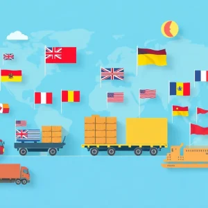 Illustration depicting global trade with emphasis on tariffs