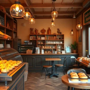 Exterior view of la Madeleine bakery café with French-inspired design