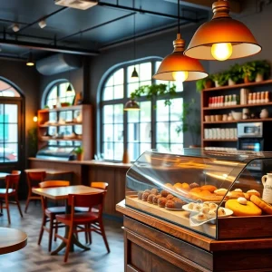 Exterior view of La Madeleine café in College Station, Texas