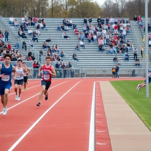 Athletes competing in a college track and field event at Lubbock Christian University
