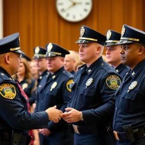 Graduation ceremony of new officers at College Station Police Department