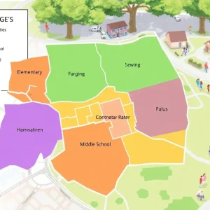 Maps illustrating proposed zoning adjustments for College Station schools.