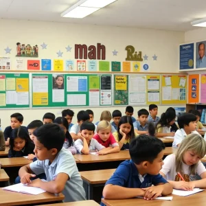 A diverse group of students in a classroom setting, highlighting public education.