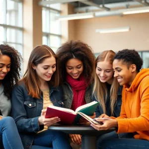 Diverse group of students studying for two-year associate degrees