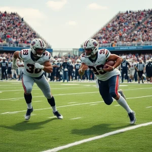 A linebacker showcasing strong defensive skills during a college football game.
