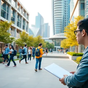 Vibrant campus scene at Texas A&M University reflecting student engagement and development