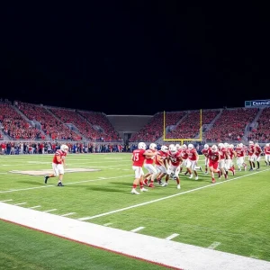 Texas A&M football team playing on the field