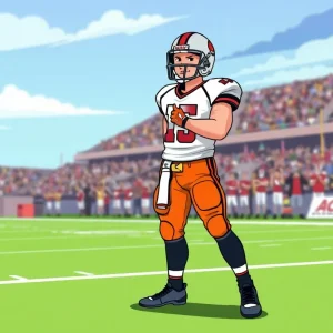 Illustration of a college football player in action