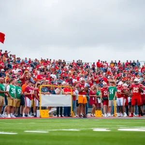 Texas A&M football fans cheering during a game.