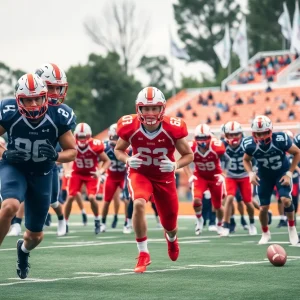 Texas A&M football players in training.