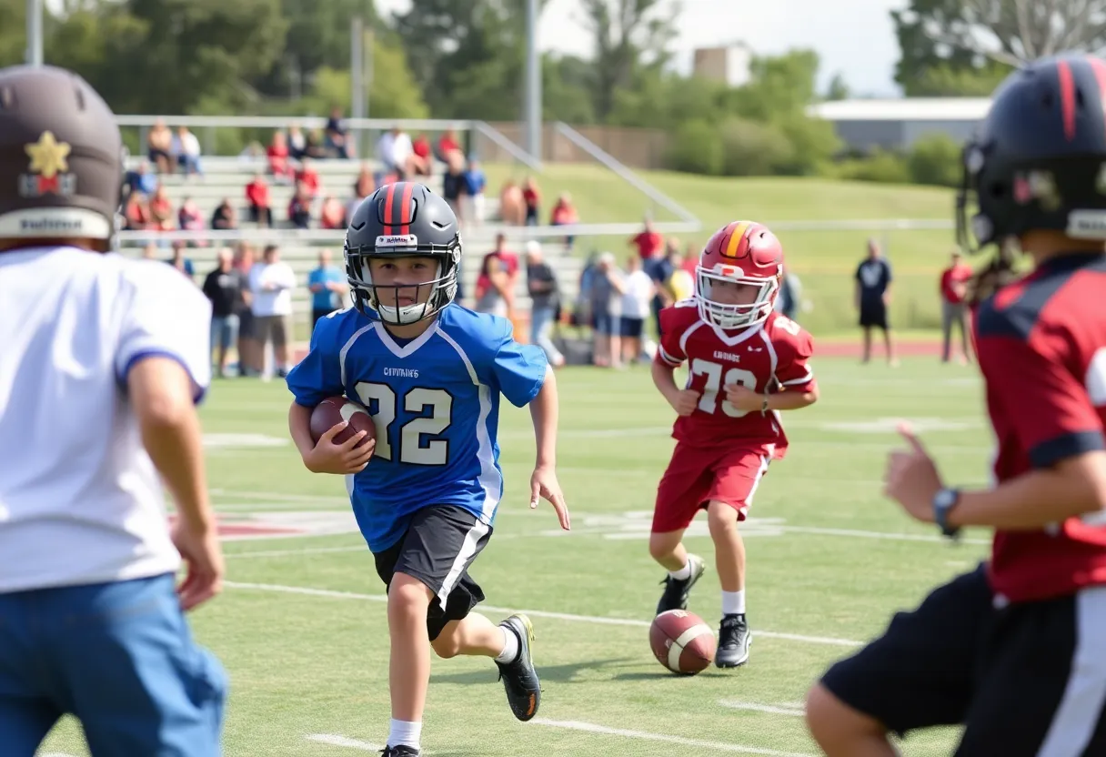 Youth football teams competing at the Texas State 7-on-7 Tournament