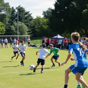 High school teams competing in the Texas State 7-on-7 tournament at Veterans Memorial Park.