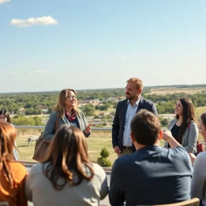 Students and educators discussing in a university setting