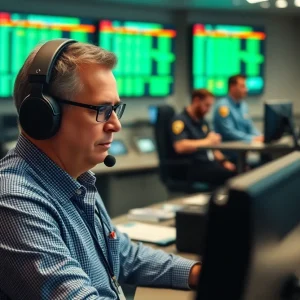 Emergency dispatcher handling calls during 911 service outage.