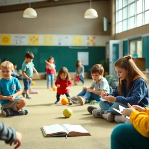 Children participating in after-school program activities at Lincoln Recreation Center