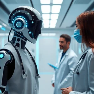 AI avatar in a healthcare setting assisting professionals