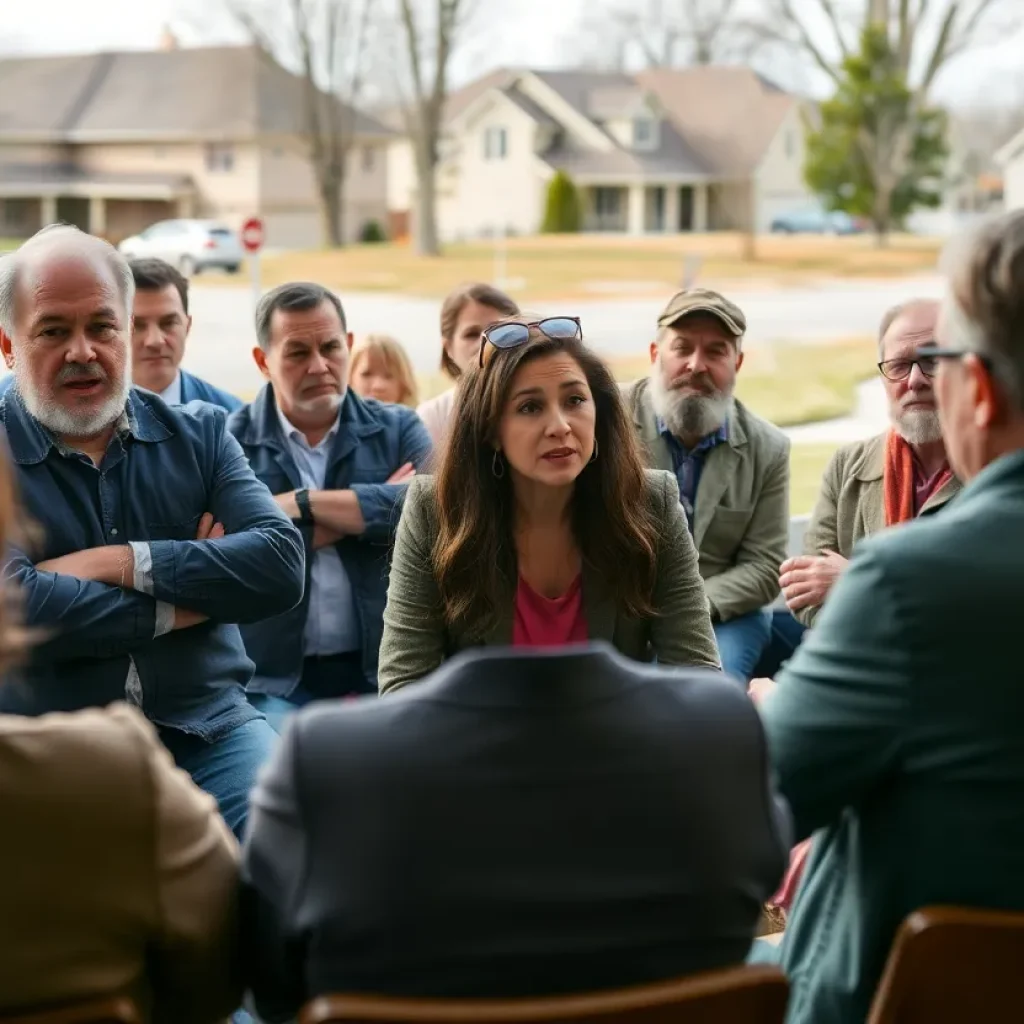 Homeowners discussing development issues at a community meeting in College Station