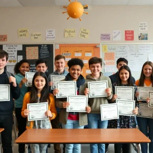 College Station students celebrating their achievements at the UIL Academic State Meet