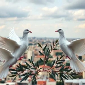 Symbolic representation of peace talks in a conflict area