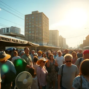Crowded urban area in the Northeast U.S. during a heat wave
