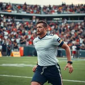 Texas A&M football player in action during a game.