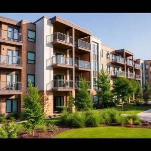 New luxury student housing building under construction in College Station