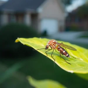 Close-up of a mosquito on a leaf