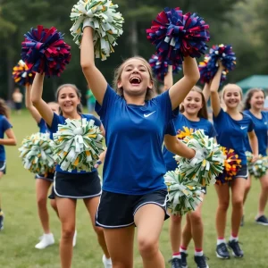 Rice Consolidated High School cheer squad performing a routine