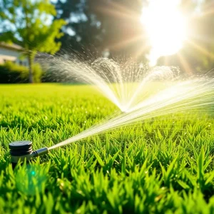 Smart irrigation system in a sunny garden