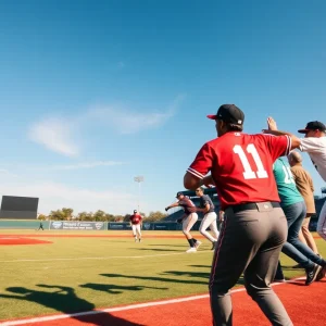 Texas A&M baseball team in action on the field during training