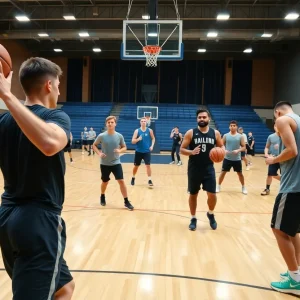 Athletes training for basketball at Texas A&M