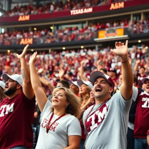 Crowd of Texas A&M football fans at a game