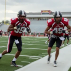 Practice session on Texas A&M football field