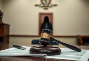 Inside a courtroom during a hearing