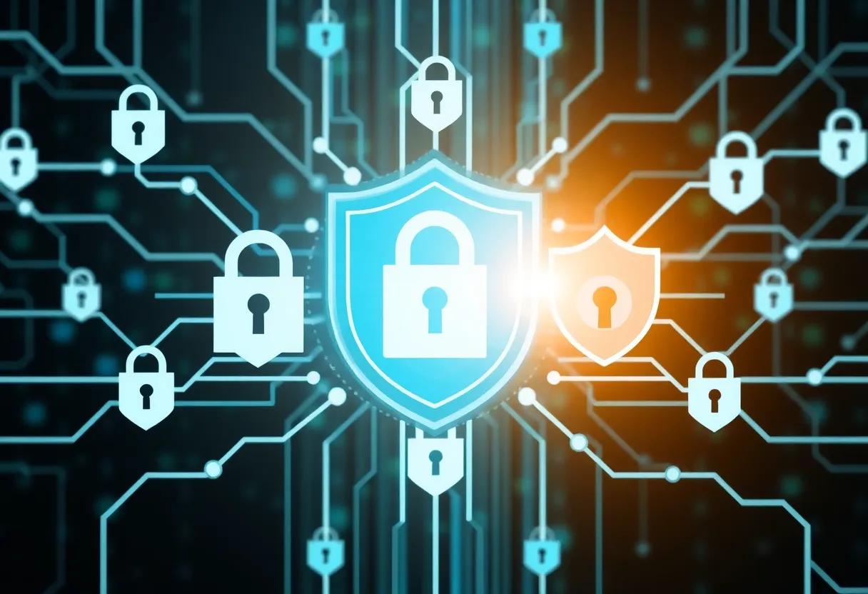 Illustration of cybersecurity measures in an educational setting