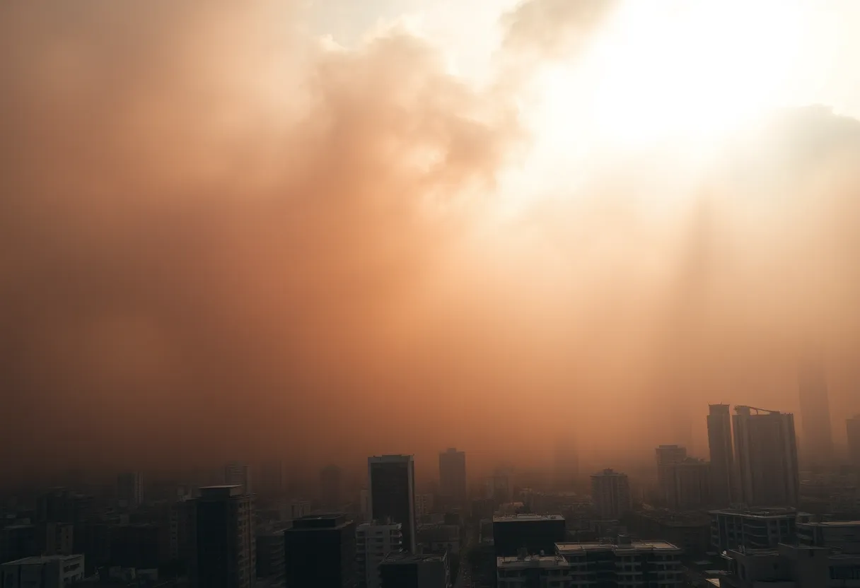 Massive haboob dust storm enveloping Phoenix city
