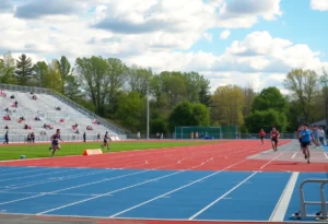 Athlete competing in track and field event