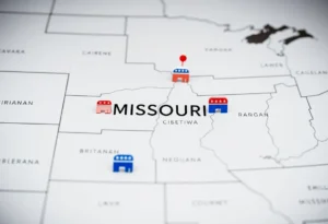 Map indicating congressional districts in Missouri with redistricting effects