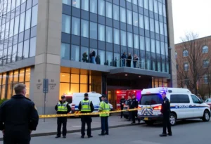 Emergency responders at the NFL headquarters after the shooting incident
