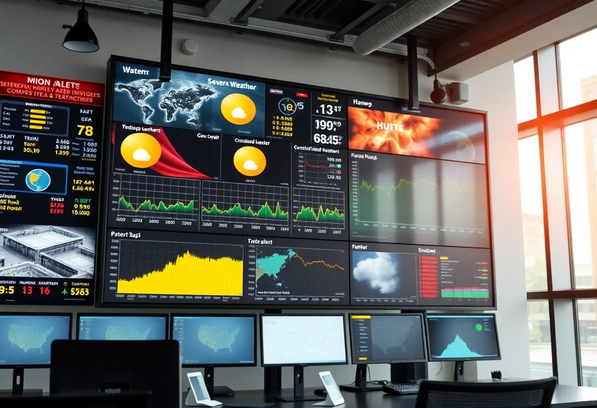 Weather monitoring system displaying severe weather data