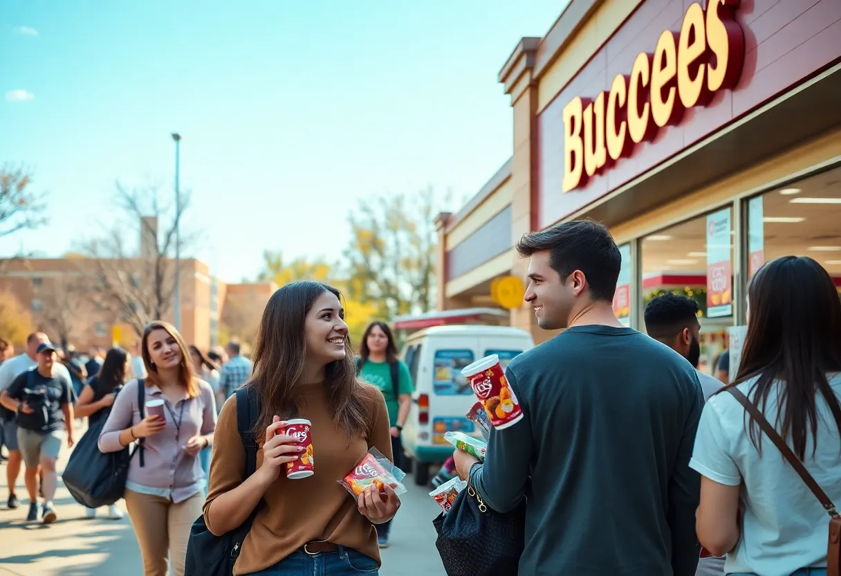 Students at Texas A&M University purchasing Buc-ee's products on campus
